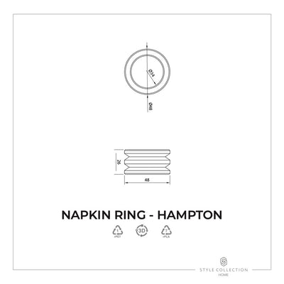 Hamptons white/grey napkin ring set of 4