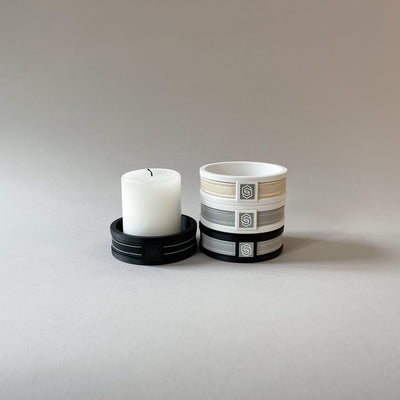 London round candle holder - white/gold