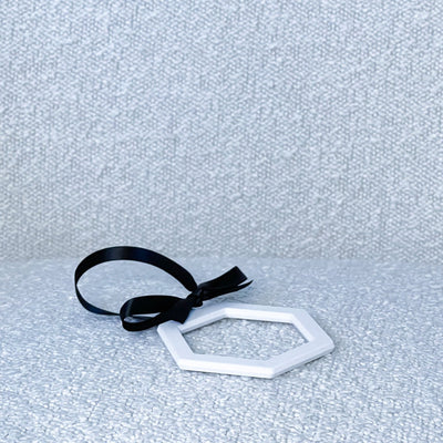 Christmas ornament flat hexagon white/black