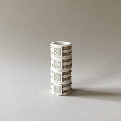 Hamptons white/shiny sand napkin ring set of 4