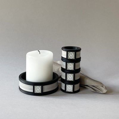 London black/beige napkin ring set of 4