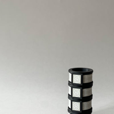 London black/beige napkin ring set of 4