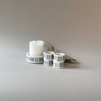 London white/beige napkin ring set of 4