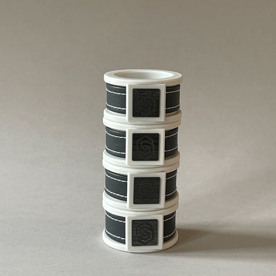 London white/grey napkin ring set of 4