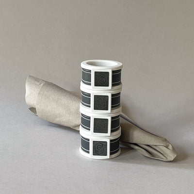 London white/grey napkin ring set of 4