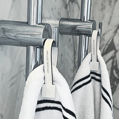Towel loop clips square set white/white